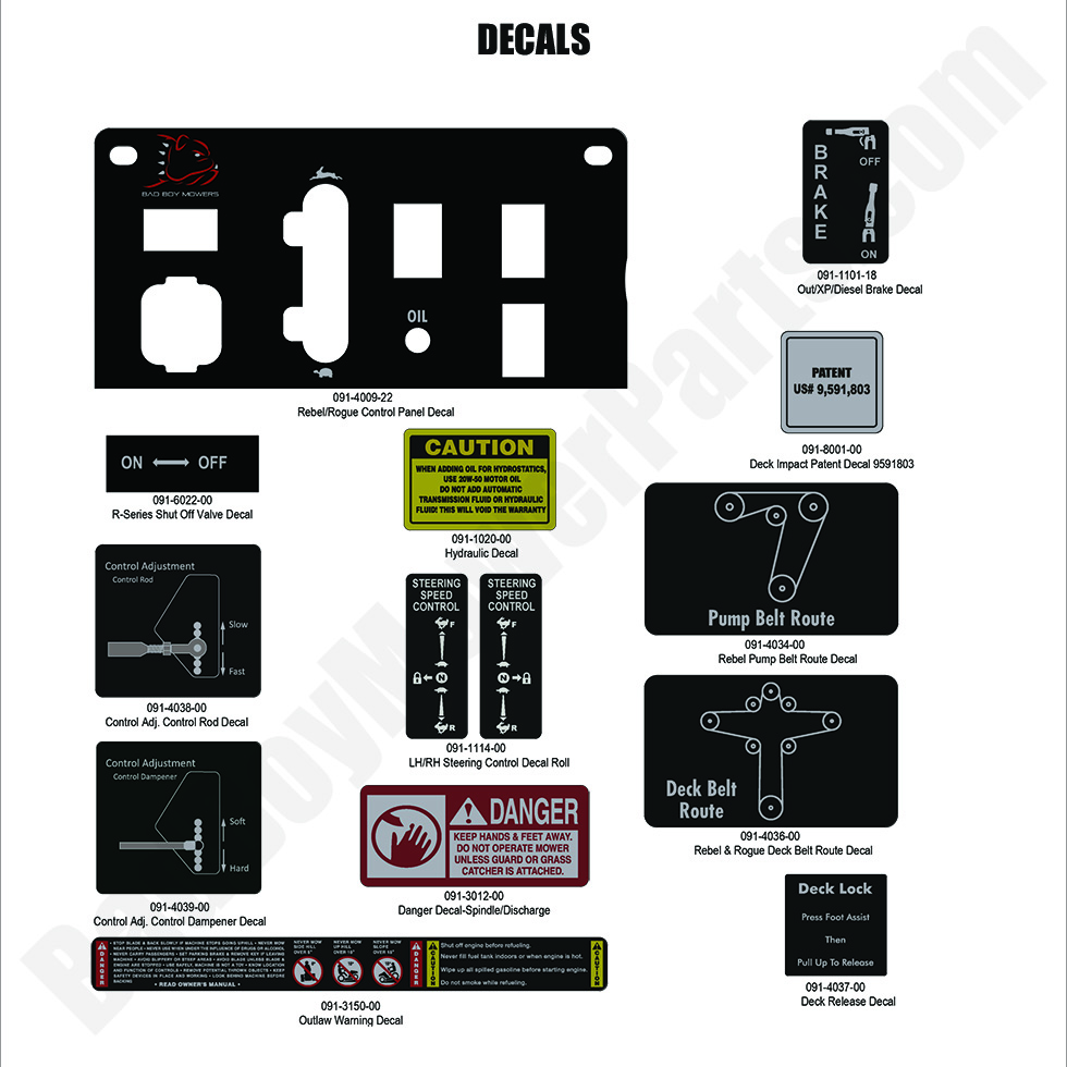 3430 - Bad Boy Mower Parts Lookup > 2024 > Rebel & Rebel X > Decals - 2